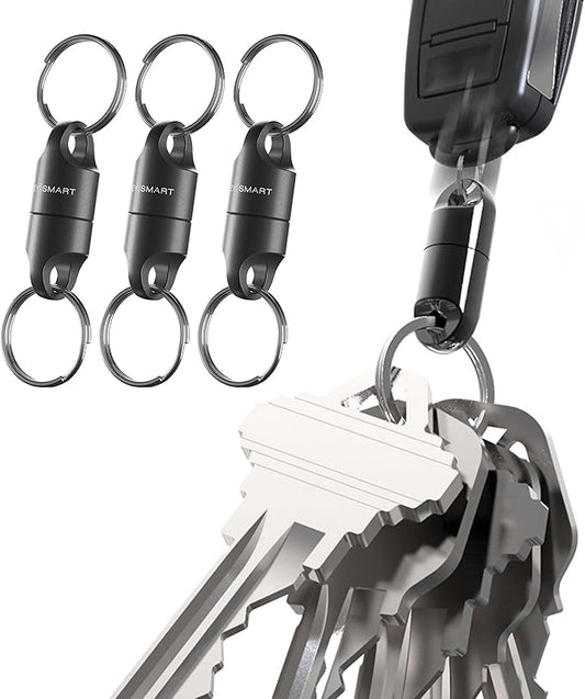 KeySmart MagConnect Magnetic Key Holder for Purse, Key Chains for Car Keys - Detachable Key Ring Quick Release Keychain