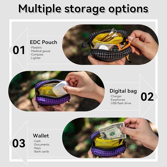 HIKEMAN EDC Multi-Purpose Pouch,Lightweight Small Tactical Pocket, Portable Nylon Molle Compatible Military Utility Pouch for Everyday Carry, Outdoor Camping