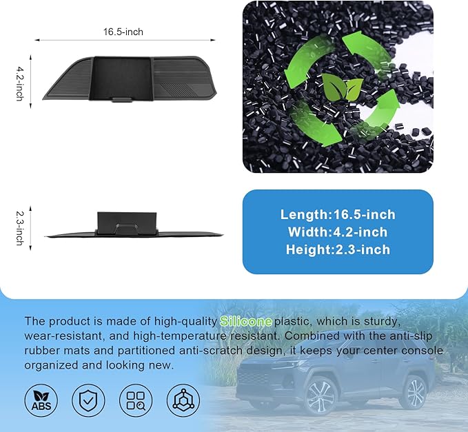 2026 R AV4 Console Organizer (Pass), for Toyota R AV4 (LE/SE/XLE Premium/Woodland/XSE/Limited), Durable ABS &Anti-Slip Rubber Console Tray Insert 2026 R AV4 Accessories