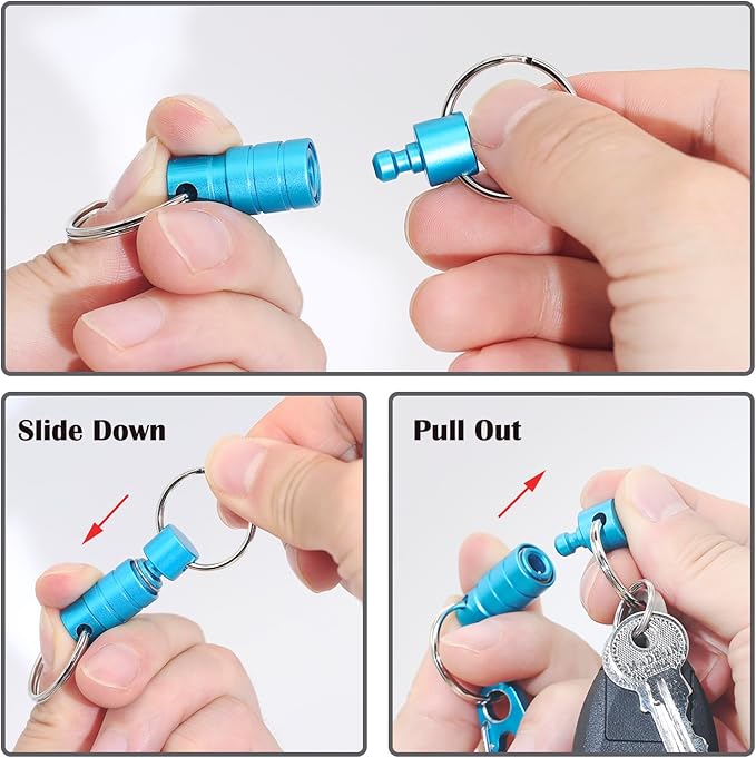 Quick Release Keychain Clip, Small Carabiner Clip & Pull Apart Detachable Key Ring, Car Key Chain Hooks Keyring