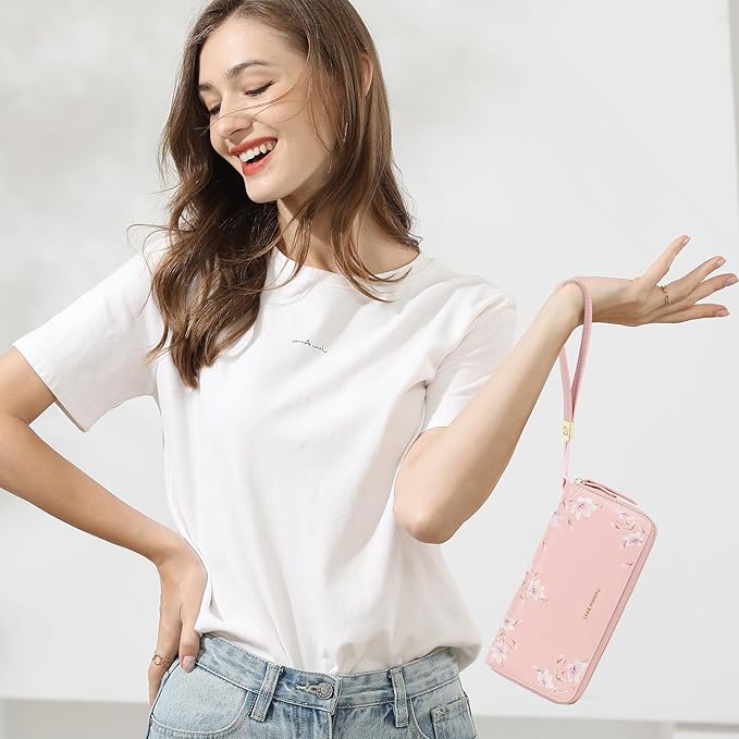 Pomelo Best Womens Wallet RFID Blocking Leather Multi Credit Card Large Capacity Wristlet Zip Around Long Wallets for Lady