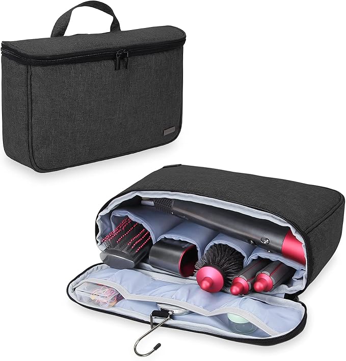 Teamoy Travel Storage Bag Compatible with Dyson Airwrap Styler, Portable Travel Organizer for Airwrap Styler and Accessories, Top-Opened, Black