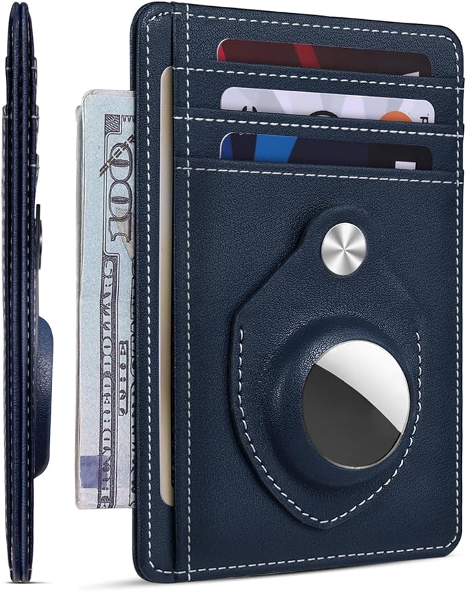 RUNBOX Slim Minimalist Front Pocket Air Tag Holder Wallet for Men, RFID Blocking Card Holder Mens Wallet Gifts for Men Dad