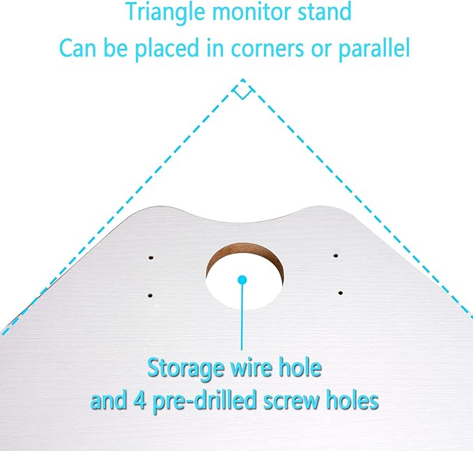Triangle Wood Monitor Stand Riser - White Multi-Purpose Desktop Storage for Computer, Laptop, Printer