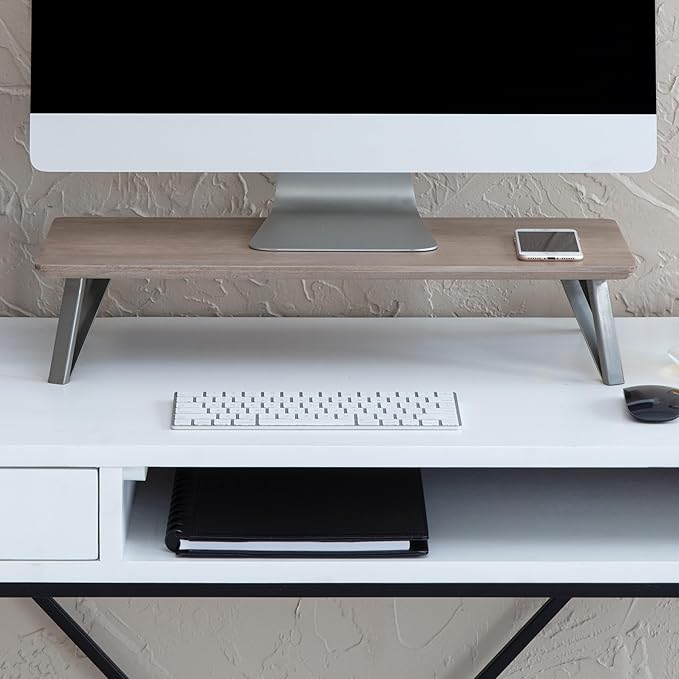 Anji Mountain Monitor Stand - Desktop Organizer & Laptop Riser, Ergonomic Monitor Riser, Space-Saving Monitor Stand for Desk, Durable Construction, Easy Assembly, Ideal for Home & Office,Biscotti