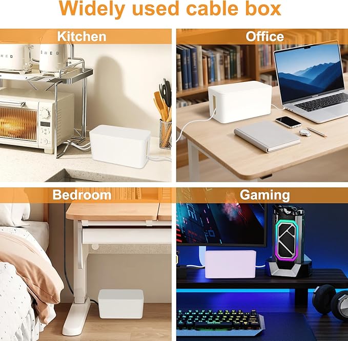 Mini Cable Management Cord Cover Wire Hider Box Concealer Organizer Protector System for Home Theater Entertainment Center Office School (Mini, White)