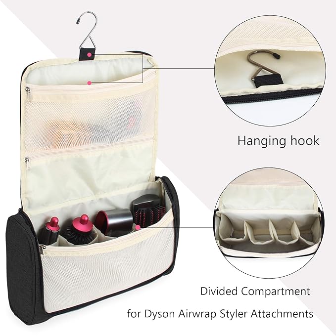 Teamoy Travel Storage Bag Compatible with Dyson Airwrap Styler, Portable Travel Organizer for Airwrap Styler and Attachments, Black
