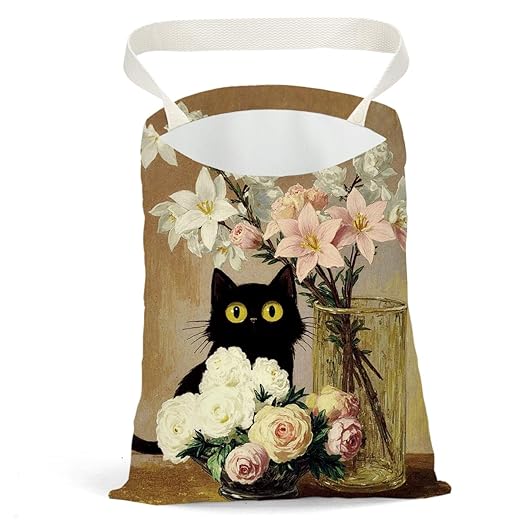 Black Cat Car Trash Bag, Car Trash Bag Hanging, Vintage Waterproof Cars Back Seat Hanging Organizer and Storage Trash Bags for Vehicle Travelling Camping