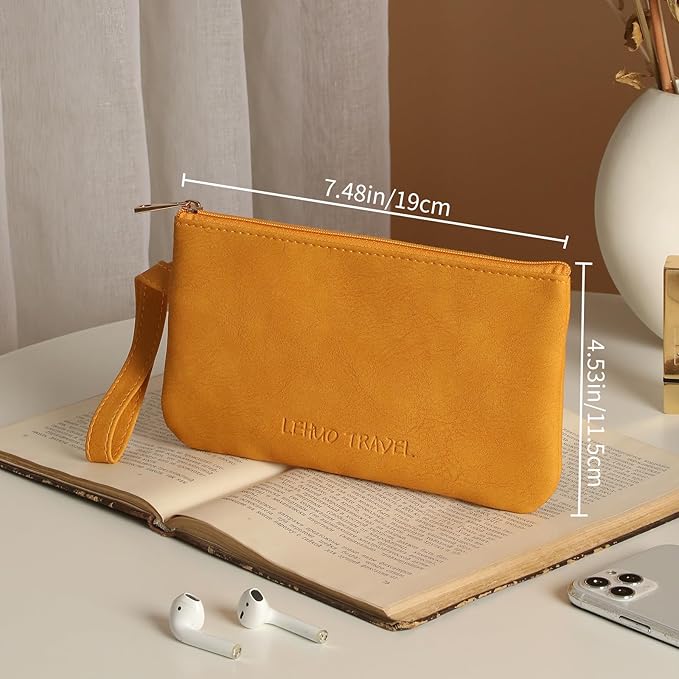 RIGHT AWAY Makeup Bag Travel Cosmetic Bag,Portable Make up Organizer With Handle,Small purse pouches Cell Phone Purse with Compartments for Women Girls（Orange）