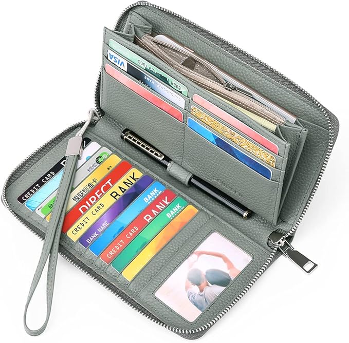 SENDEFN Leather Women's Wallets RFID Blocking Zip Around Large Capacity Long Credit Card Holder Wallet