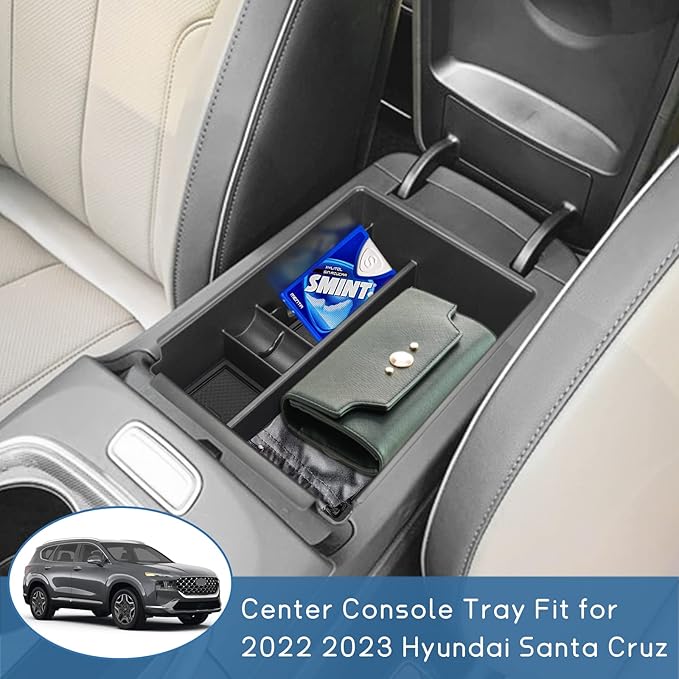 POSAID Center Console Organizer for 2022 2023 2024 Hyundai Santa Cruz Center Console Armrest Tray for 2022 Hyundai Tucson NX4 Storage Box Insert Tray with Coin Holder, Black Trim