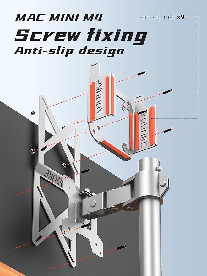 with Combination Security lock 2024 Mac Mini M4 VESA Computer Monitor Mount Bracket for Anti-theft Server Rack Extension Plate Adapter, Compatible 75X75/100X100MM Hole distance-AJM4GS-BWM