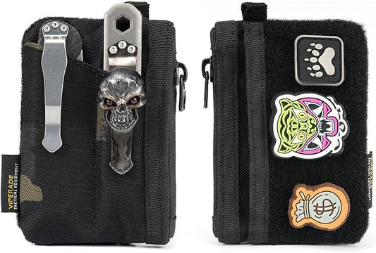 VIPERADE VE17 Small EDC Pouch, EDC Pocket Organizer with DIY Patch Area, Mini EDC Pouch with Zipper Pocket, Small Card Pocket, 2 Slots Pocket for EDC