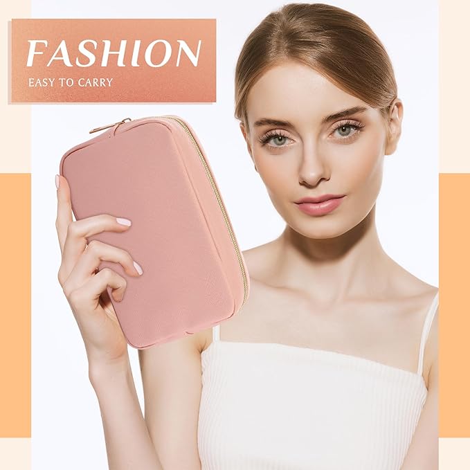 Sweetude 10 Pcs Makeup Bag Bulk for Women Preppy Gift PU Leather Cosmetic Bag Small Skincare Toiletry Pouch Mother Travel Cosmetic Pouch for Bridesmaid Bride Wedding Gift Favors (Vintage Color)