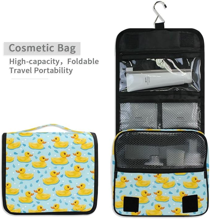 senya Hanging Travel Toiletry Bag Cute Kit Makeup Case Cosmetics Organizer for Men Women (Many Duck)