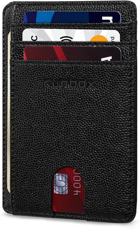 RUNBOX Slim ID Cases Minimalist Front Pocket RFID Blocking Leather Wallets for Men and Women Card Holder Wallets Gifts for men