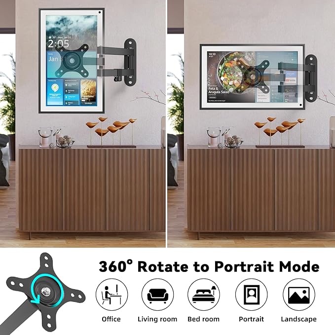 Wall Mount for Alexa Echo Show 15-15.6" 21 inch Echo Show 21 Frame Holder Screen Calendar Devices on Wall Bracket Swivel and Tilt for Home Kitchen