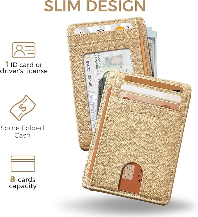 RUNBOX Slim ID Cases Minimalist Front Pocket RFID Blocking Leather Wallets for Men and Women Card Holder Wallets Gifts for men