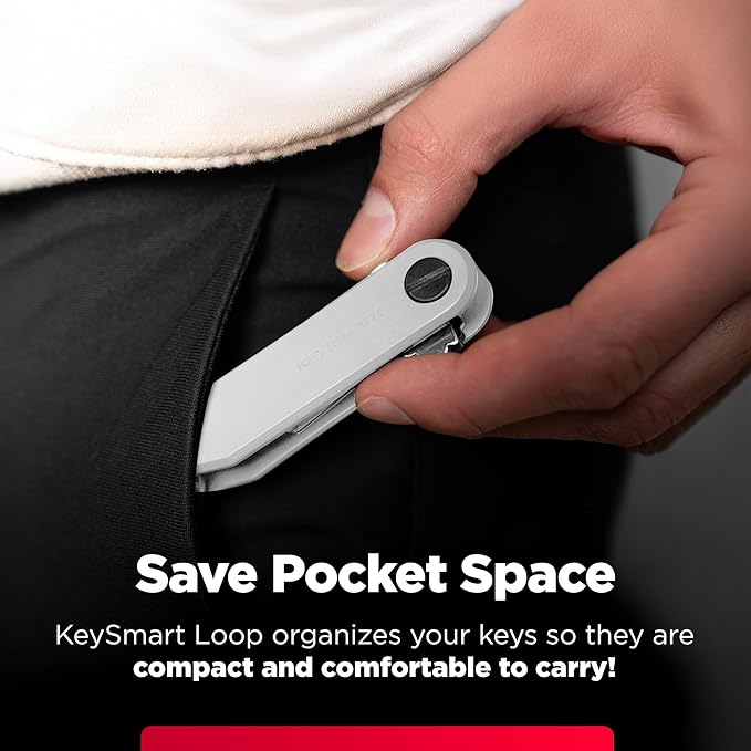 KeySmart Loop - Keychain Key Holder, FKM Silicone Compact Key Organizer for Key Chain, Clutter-Free Compact EDC Key Chains