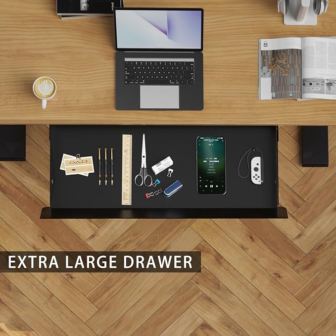 Under Desk Drawer with Removable Tray, 22.4" Wide 2-in-1 Organizer – 60° Ergonomic Tilt, 4-Compartment Insert for Pens, Phones & Cables, Ball Bearing Slides, for Home Office & Student Desk