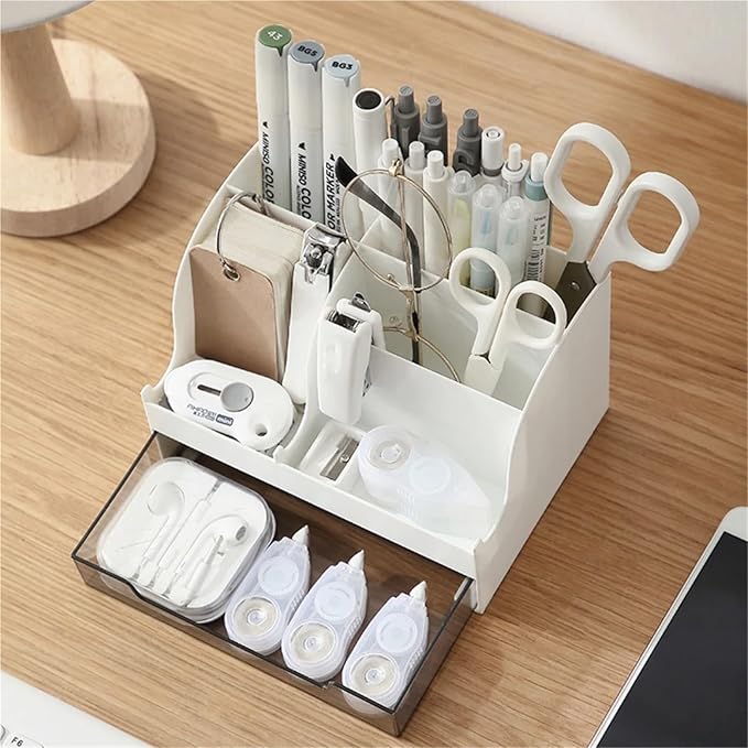 pureza Desktop Storage Box with Drawers - Suitable for Desks and Office Organization(Blue)