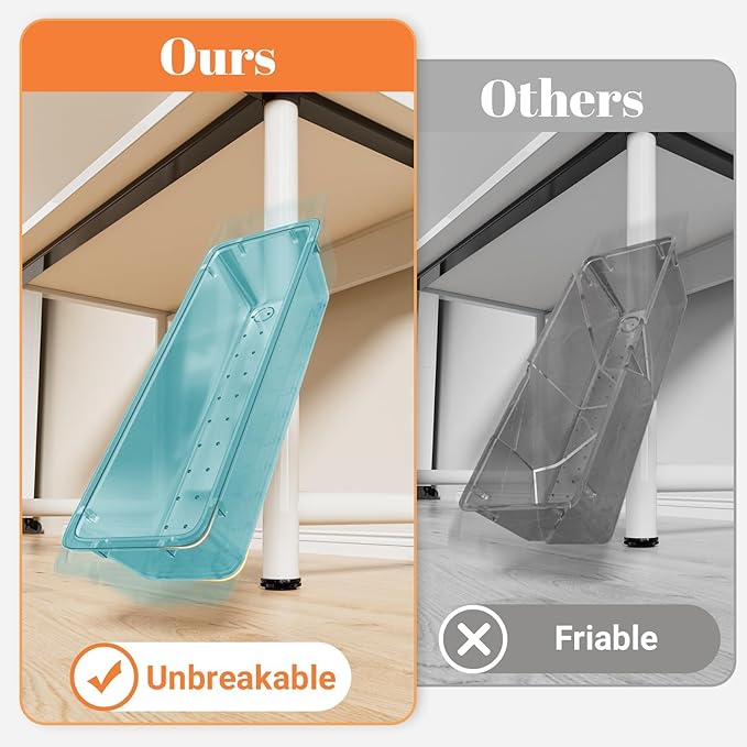 SpaceHacks 15 PCS Clear Plastic Drawer Organizer Set, 4-Size Acrylic Drawer Storage Trays, Storage Bins for Makeup, Gadgets, and Jewelry in Bathroom, Bedroom and Office, Clear Sea Blue