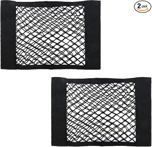 2PCS Universal Car Pouch Mesh Ceiling Netting Storage Auto Wall Sticker Net Pocket Elastic Trunk Organize Bag Black Load Cargo Mesh Storages Holder