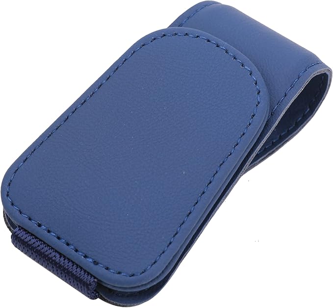 KanSmart Sunglass Holder for Car Visor Sunglasses Clip Magnetic Leather Glasses Eyeglass Holder Truck Car Interior Accessories Universal for Woman Man -Blue