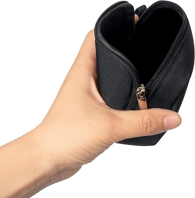 2-Piece Mini Pouch with Carabiner Clip, Unisex Small Organizer Case for Electronics, Makeup, and Accessories (Black)