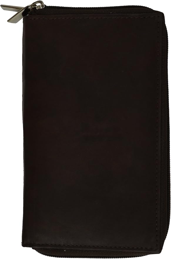 MARSHAL Genuine Leather Double Zipper Clutch Checkbook Wallet for Women #4575CF