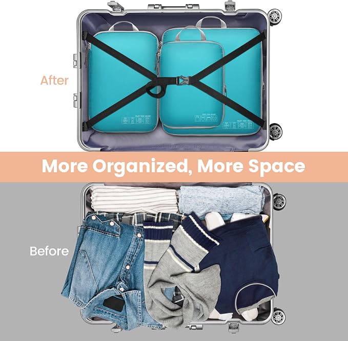 Cambond Compression Packing Cubes for Travel - Lightweight Expandable Travel Bags Luggage Organizers Travel Essentials Compression Cubes for Travel Space Saver for Carry on Suitcases Organizer