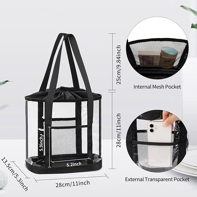 Large Clear Toiletry Bag, Travel Toiletry Bag for Women and Men, Waterproof Clear Tote Bag, Transparent Makeup Bag Organizer Portable Bath Shower Bag for Bathroom, Gym, Beach, Swimming, Traveling