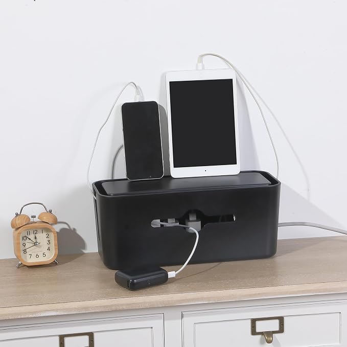 Bates- Cable Management Box, Large, Cable Organizer Box, Cord Organizer Box, Cable Box Organizer, Cord Management Box, Cord Hider Box, Cord Box for Wires on Floor, Power Strip Cover Box Baby Proof