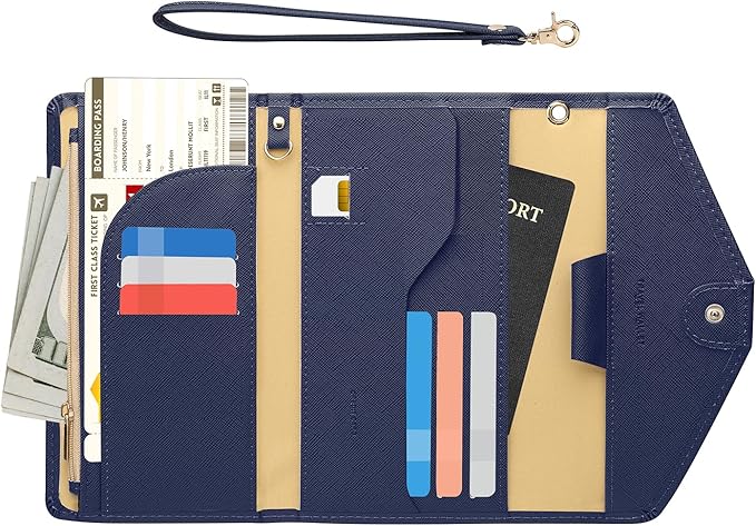 ZOPPEN Passport Holder Women Travel Wallet (Ver.5) for Women Rfid Blocking Passport Cover Case Document Organizer Wrist Strap