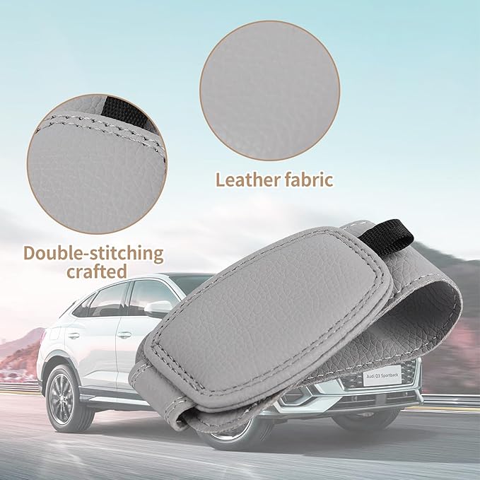 Visor Sunglasses Holder Clip for Car, Magnetic Leather Clip for Car Visor, Universal Glasses Organizer 2 Pack, Grey
