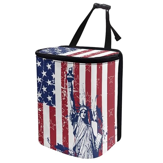 Biyejit USA Statue of Liberty Car Trash Bin Collapsible Car Organizers and Storage for Front Seat Multipurpose Trash Bag Automotive Garbage Can Car Accessories Interior Car Organizer 4th of July Gift
