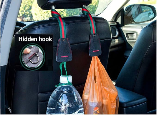 Car Back Seat Headrest Hanger Holder Hooks for Purse Grocery Bag Universal Vehicle Trunk Storage Organizer Heavy Duty Purse Hook Drop Stop Gadget Best Car Seat Organizer Accessory for Women