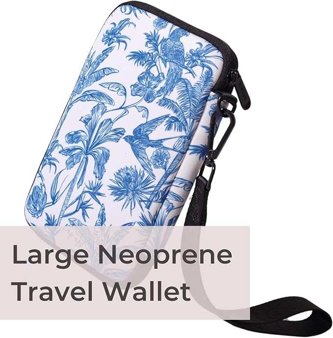 POPUPS Passport Travel Wallet for Women - Large Multiple Document Organizer and Holder with Wristlet - Toile