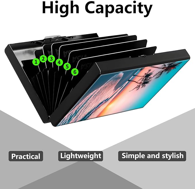 Credit Card Holder Sunset Beach Palm Tree Design Mini RFID Blocking Aluminum Wallet Slim Metal Hard Cover Shell Travel Wallet ID Cases Small Credit Cards Case Business Cards for Women Men Girls
