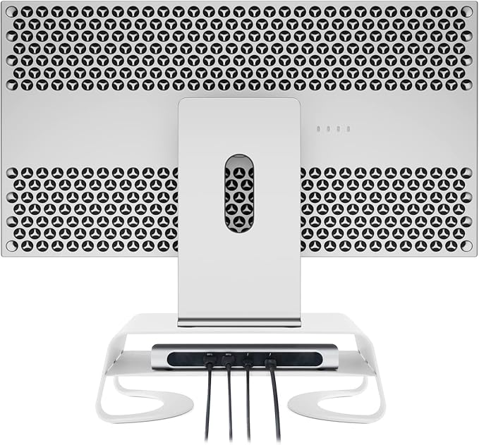 Twelve South Curve Riser Monitor Stand | Ergonomic Desktop Stand with Storage Shelf for iMac and Displays, Matte White