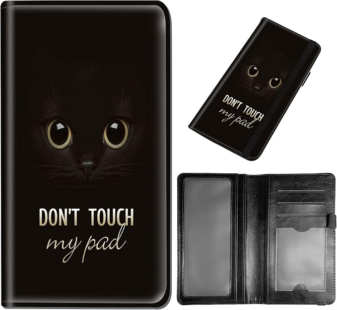 Checkbook Cover - Premium Leather Standard Duplicate Register Check Card Book Holder Wallet with RFID Blocking Function for Girl Men Women,Cat Eye Don't Touch
