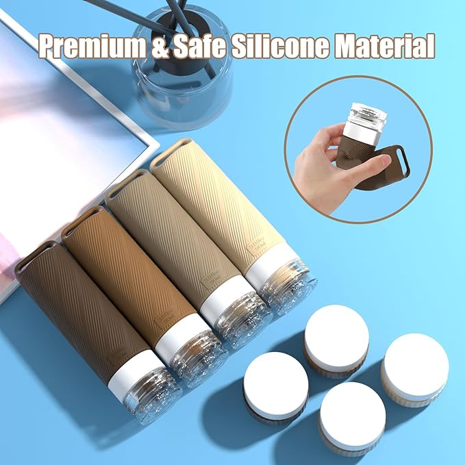 26 Pcs TSA Approved Travel Toiletry Bottles Set, Leakproof Silicone Refillable Travel Containers with Hanging Hole & Carabiner, Travel Essentials, for Shampoo Conditioner Lotion Body Wash