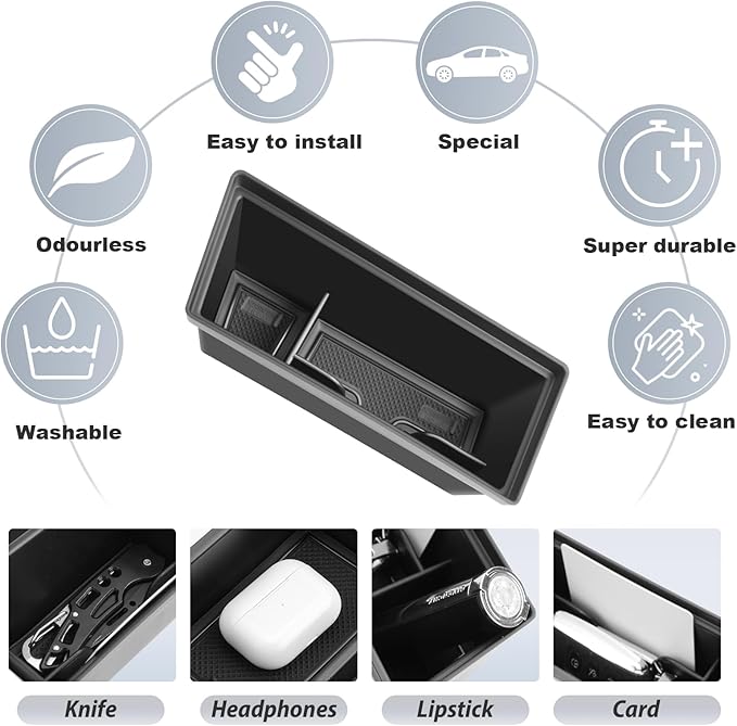 SKTU for 2024 2025 2026 VW Atlas Center Console Organizer 2024 2025 2026 V W Atlas Front Center Console Tray 2024-2026 Atlas Armrest Storage Box VW Atlas 2024 2025 2026 Accessories (Front Organizer)