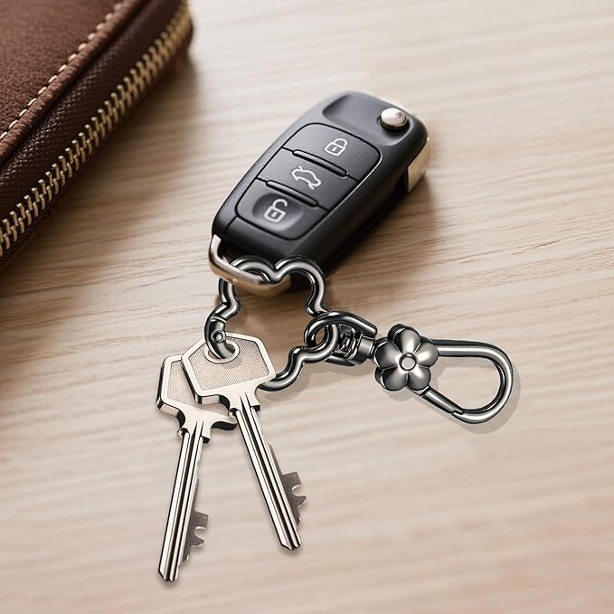 Metal Keychains for Women Men, 2PCS Cute Flower Shape Quick Release Key Chain Bag Charms Car Keychain Holder Clip