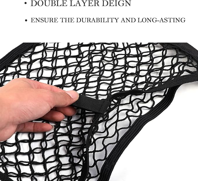 2 Pack Small Cargo Net Pocket Storage Mesh Net Elastic Automotive Cargo Nets Storage Pouch for Car Trunk Net, RV, Boat Storage Mesh Pocket Net with 8 Mounting Screws and Hooks (24 x 9.8 Inches)