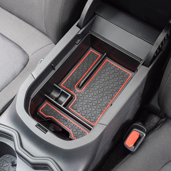 TACORBO Center Console Organizer Compatible with Toyota RAV4 2019 2021 2020 2022 2023 2024 2025 and 2021-2024 2025 RAV4 Prime Accessories, Armrest Secondary Storage Box Insert Tray, Red Trim