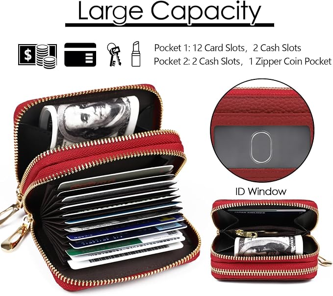 imeetu Rfid Credit Card Holder,Genuine Leather Businese Card Case,Rfid Blocking Wallet for Women & Men