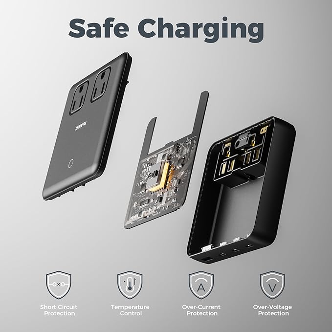 TESSAN Charging Station PD 100W for Multiple Devices, 6-in-1 USB C Charger Block Compatible with iPhone 17/16, MacBook, Charging Dock with 3 USB-C, 1 USB-A & 2 AC, Home Office Travel Accessories