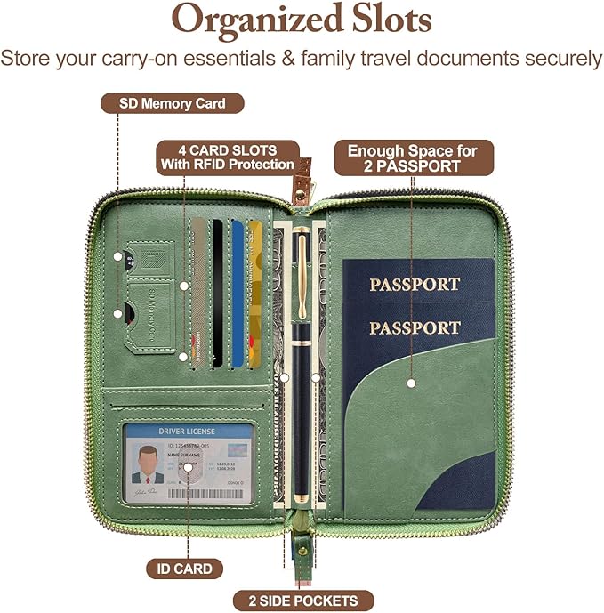 Family Passport Holder for Travel Women and Men RFID Passport Holder with Card Slots Holder Passport Case Passport cover Passport Wallet Travel Essentials and Accessories