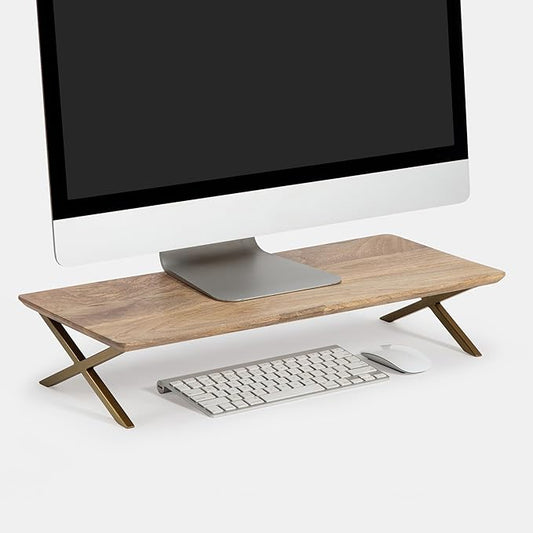 Anji Mountain Monitor Stand - Desktop Organizer & Laptop Riser, Ergonomic Monitor Riser, Space-Saving Monitor Stand for Desk, Durable Construction, Easy Assembly, Ideal for Home & Office,Natural